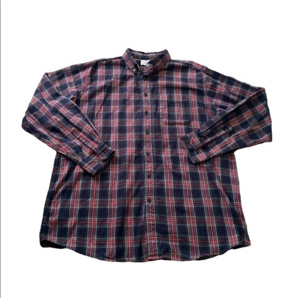 L.L. Bean Mens Flannel Plaid Long Sleeve Button Down Shirt Size Large‎ Tall